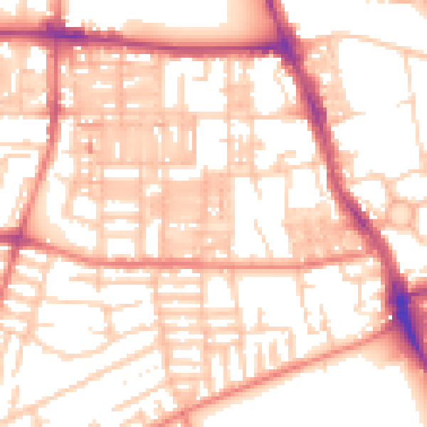 Daytime road noise heatmap for M14 4BD