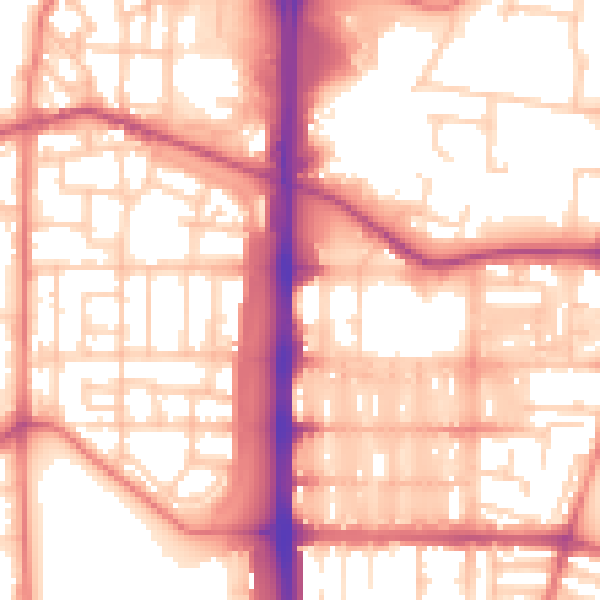 Daytime road noise heatmap for M14 4BG