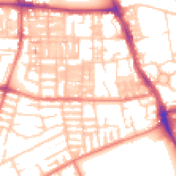 Daytime road noise heatmap for M14 4BH
