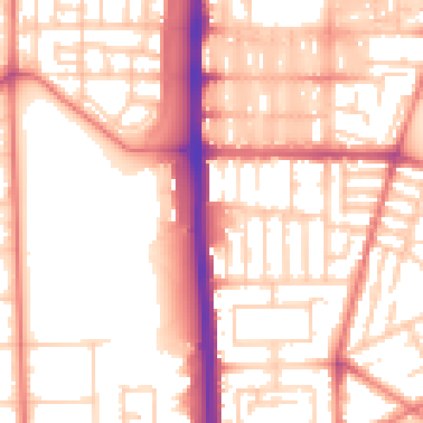 Daytime road noise heatmap for M14 4BT