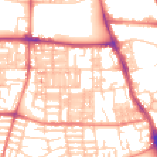 Daytime road noise heatmap for M14 4BX