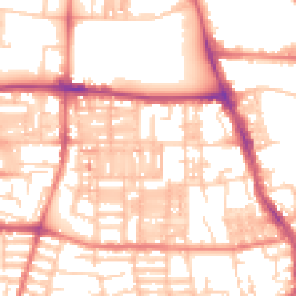 Daytime road noise heatmap for M14 4BY