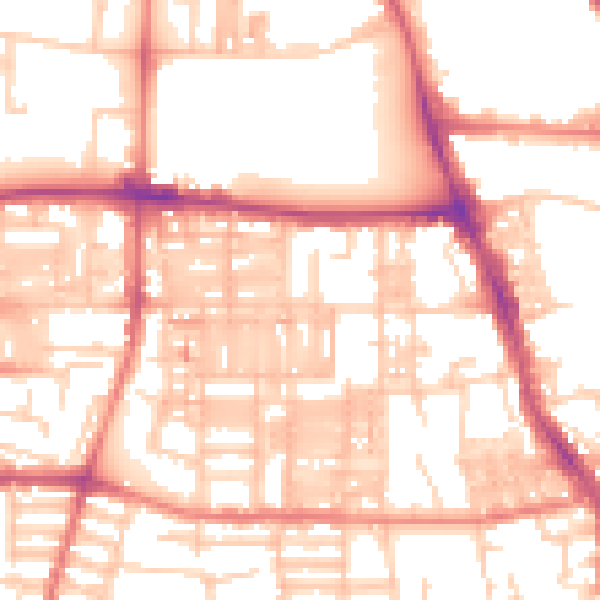 Daytime road noise heatmap for M14 4BZ