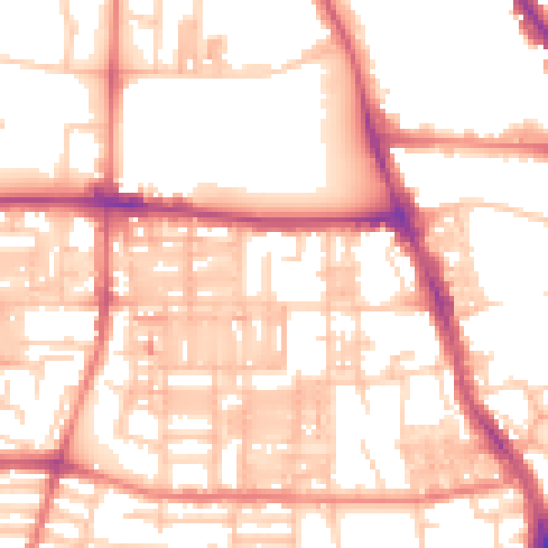 Daytime road noise heatmap for M14 4DA