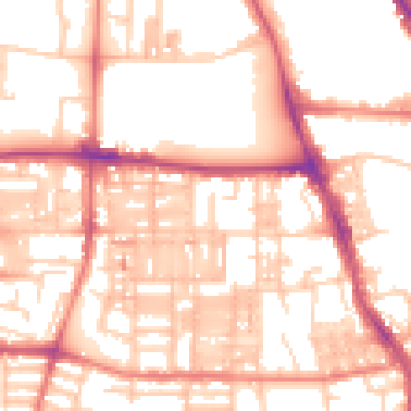 Daytime road noise heatmap for M14 4DB