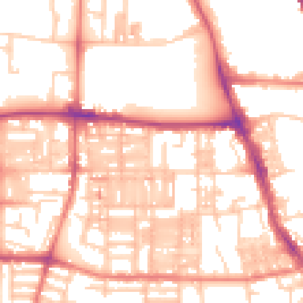Daytime road noise heatmap for M14 4DD