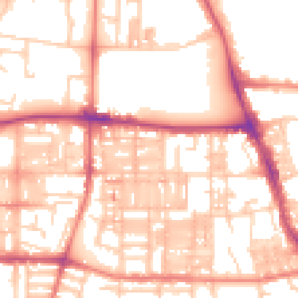 Daytime road noise heatmap for M14 4DE