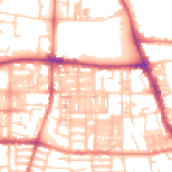 Daytime road noise heatmap for M14 4DG