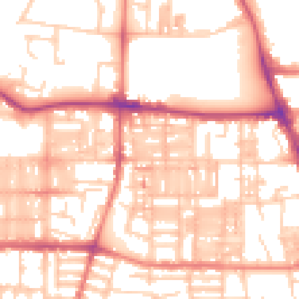 Daytime road noise heatmap for M14 4DQ
