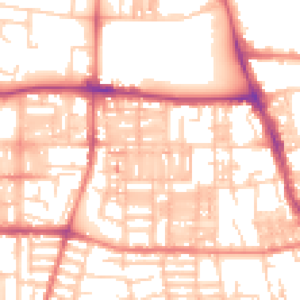 Daytime road noise heatmap for M14 4DS