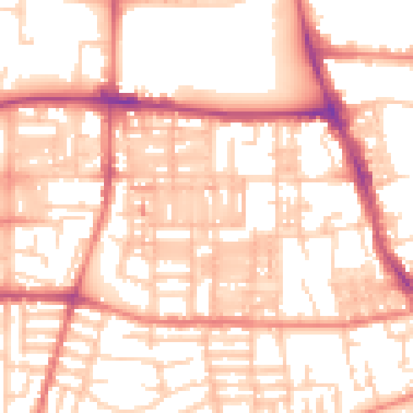 Daytime road noise heatmap for M14 4DU