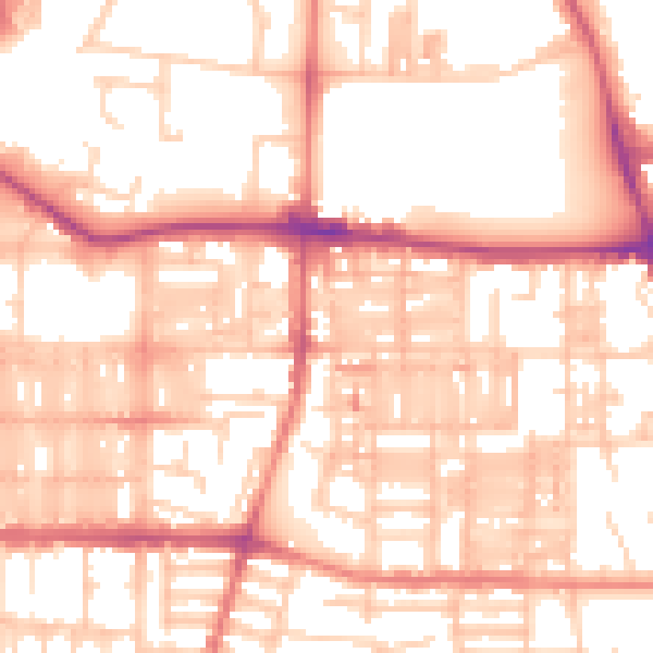 Daytime road noise heatmap for M14 4DW