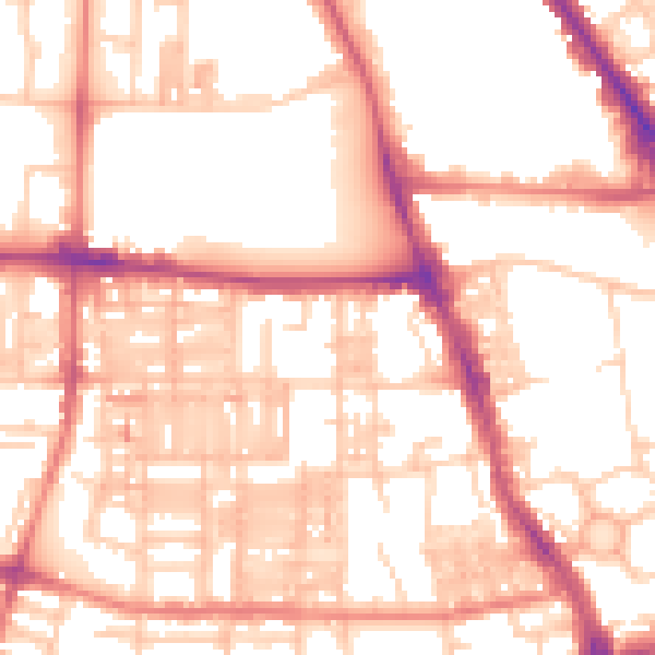 Daytime road noise heatmap for M14 4EA