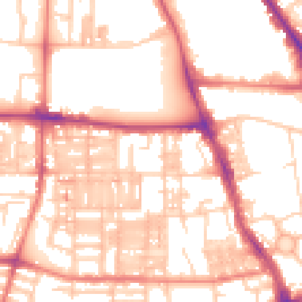 Daytime road noise heatmap for M14 4EB