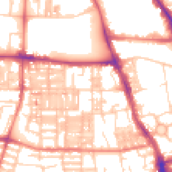 Daytime road noise heatmap for M14 4EE