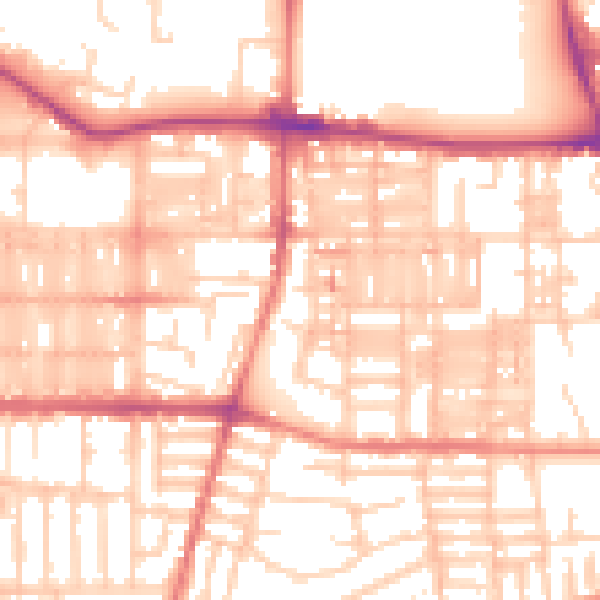 Daytime road noise heatmap for M14 4EJ