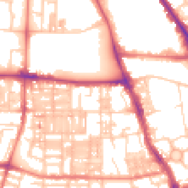 Daytime road noise heatmap for M14 4EN