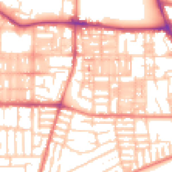 Daytime road noise heatmap for M14 4ES