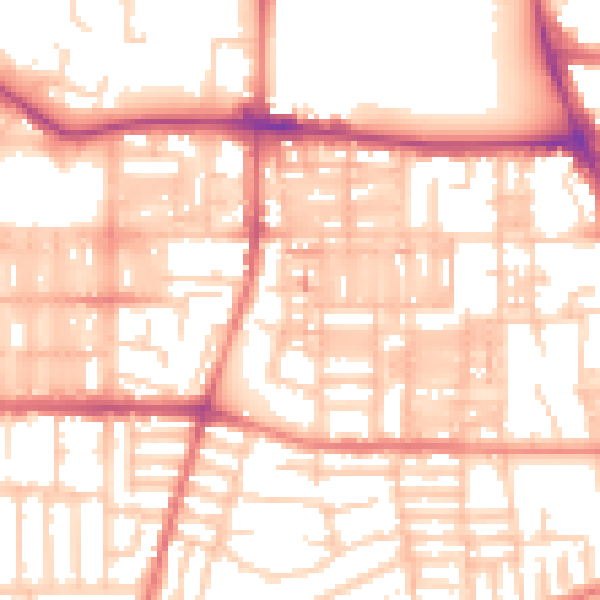 Daytime road noise heatmap for M14 4EY