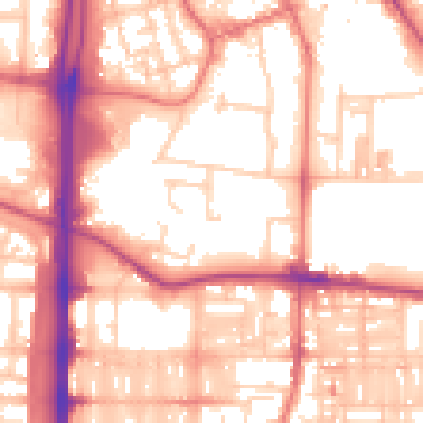 Daytime road noise heatmap for M14 4GQ