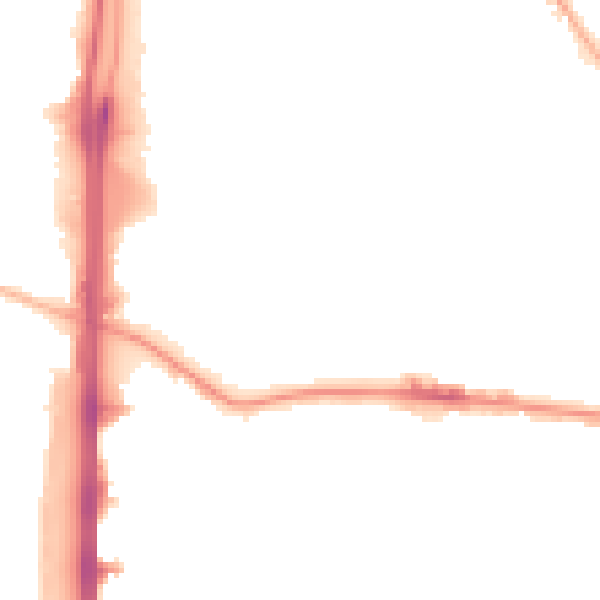 Night-time road noise heatmap for M14 4GQ