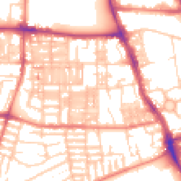 Daytime road noise heatmap for M14 4HG