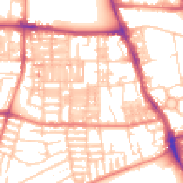 Daytime road noise heatmap for M14 4HJ