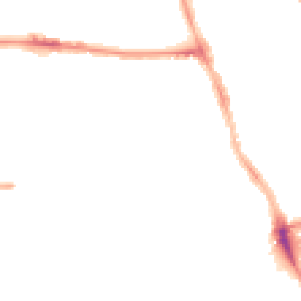 Night-time road noise heatmap for M14 4HJ