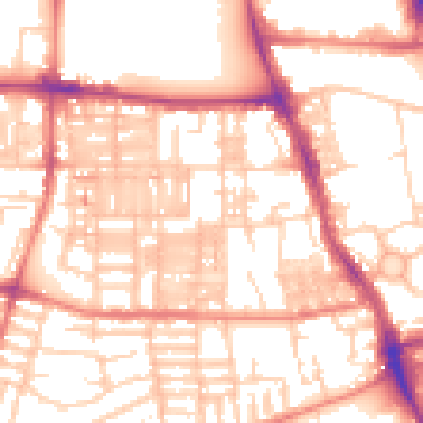 Daytime road noise heatmap for M14 4HN