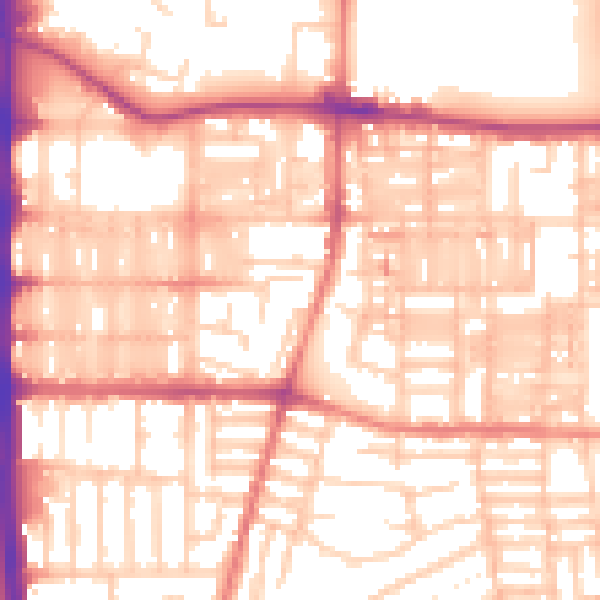 Daytime road noise heatmap for M14 4JG