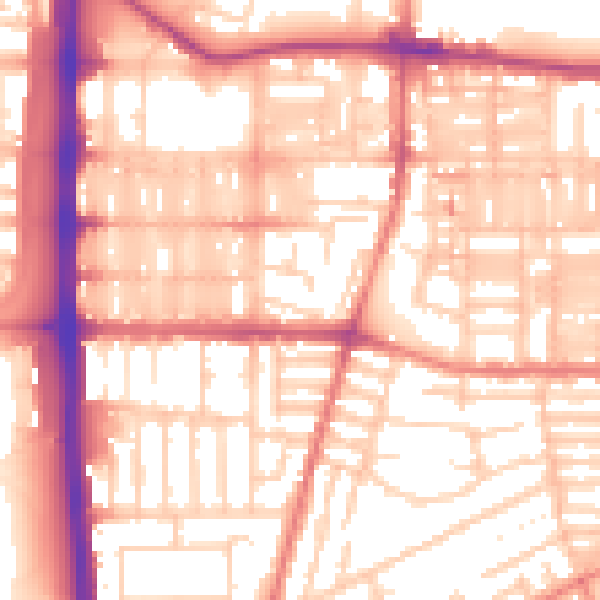 Daytime road noise heatmap for M14 4JL