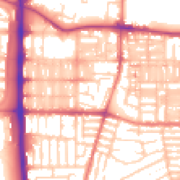 Daytime road noise heatmap for M14 4JY