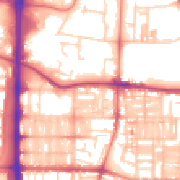 Daytime road noise heatmap for M14 4LJ
