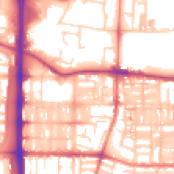 Daytime road noise heatmap for M14 4NE
