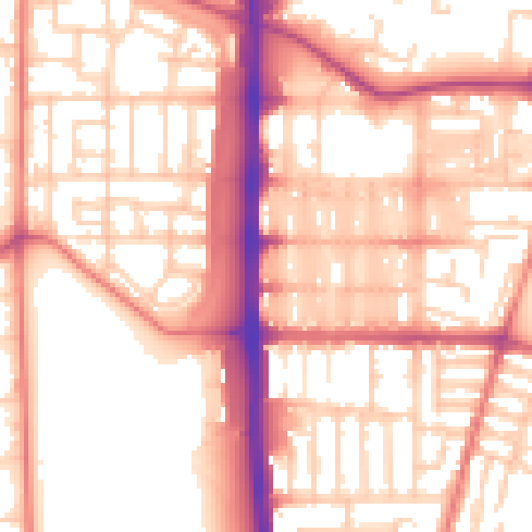 Daytime road noise heatmap for M14 4RE