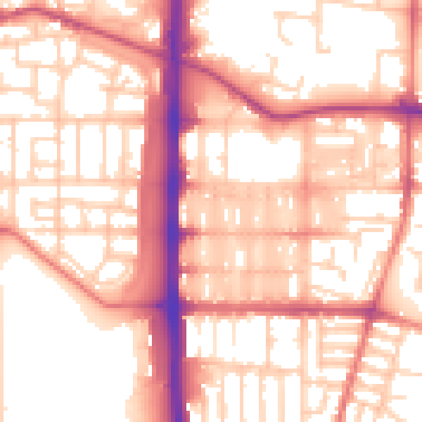 Daytime road noise heatmap for M14 4SB
