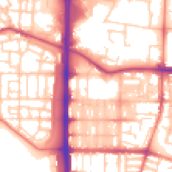 Daytime road noise heatmap for M14 4SP