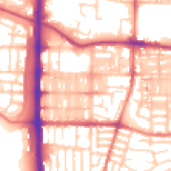 Daytime road noise heatmap for M14 4UB