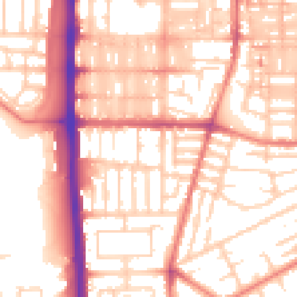 Daytime road noise heatmap for M14 4UY