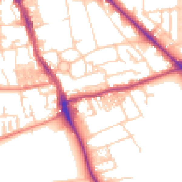 Daytime road noise heatmap for M14 5AS