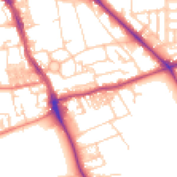 Daytime road noise heatmap for M14 5AU