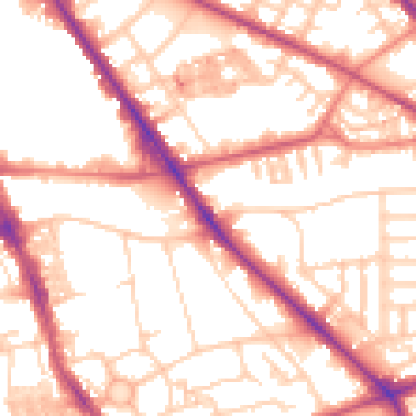 Daytime road noise heatmap for M14 5BY