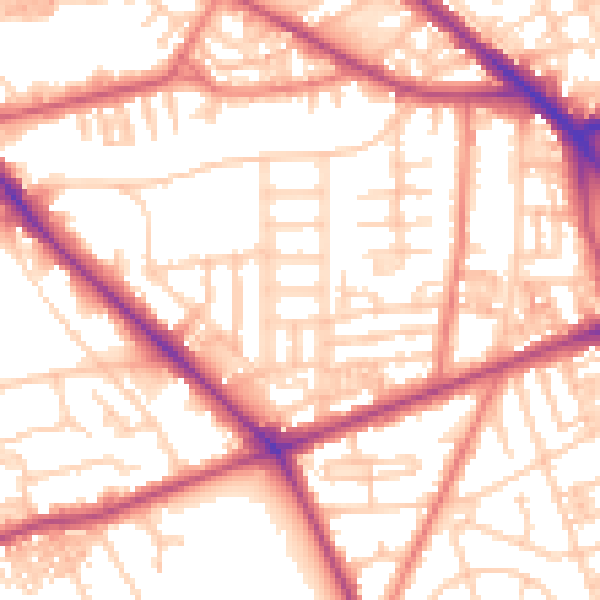 Daytime road noise heatmap for M14 5DN