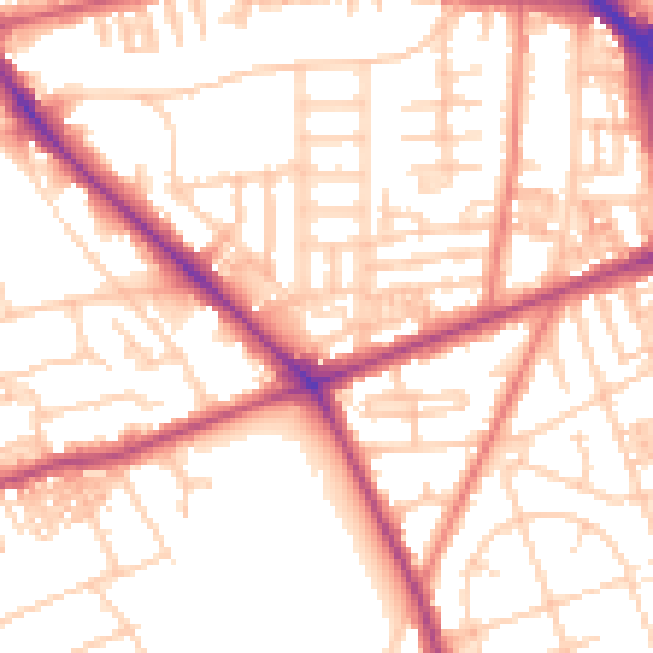 Daytime road noise heatmap for M14 5DS