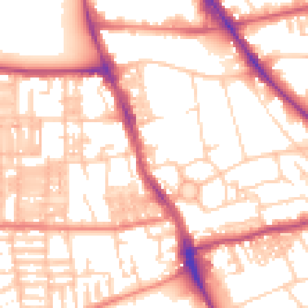 Daytime road noise heatmap for M14 5EN