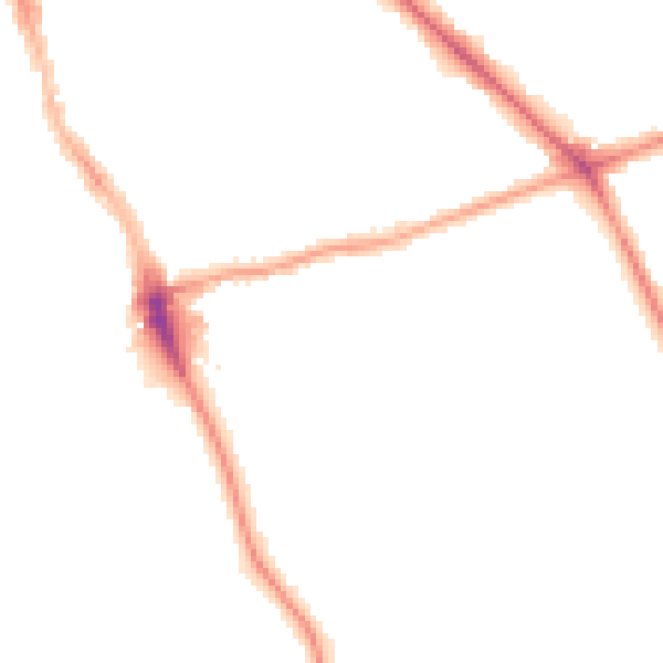 Night-time road noise heatmap for M14 5GZ