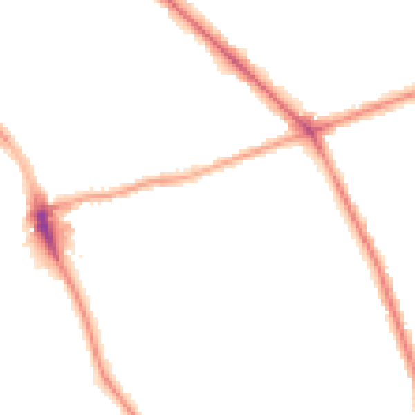 Night-time road noise heatmap for M14 5JX