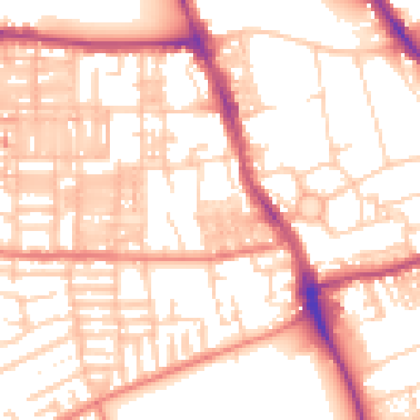 Daytime road noise heatmap for M14 5NG