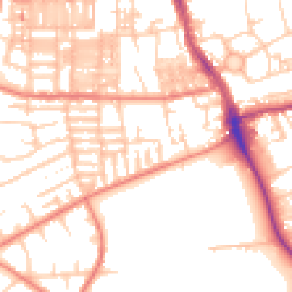 Daytime road noise heatmap for M14 5NW