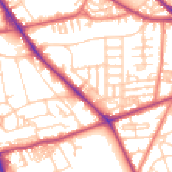 Daytime road noise heatmap for M14 5PB